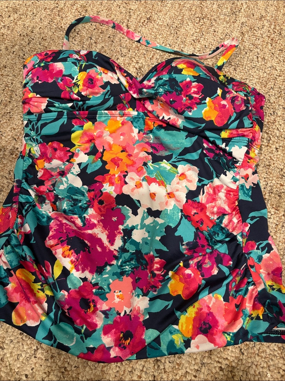 Merona Floral Navy Multi-Color Women’s Swim Tankini Top